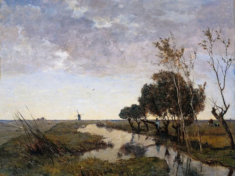 1828-Paul Gabriël - Un corso d'acqua ad Abcoude